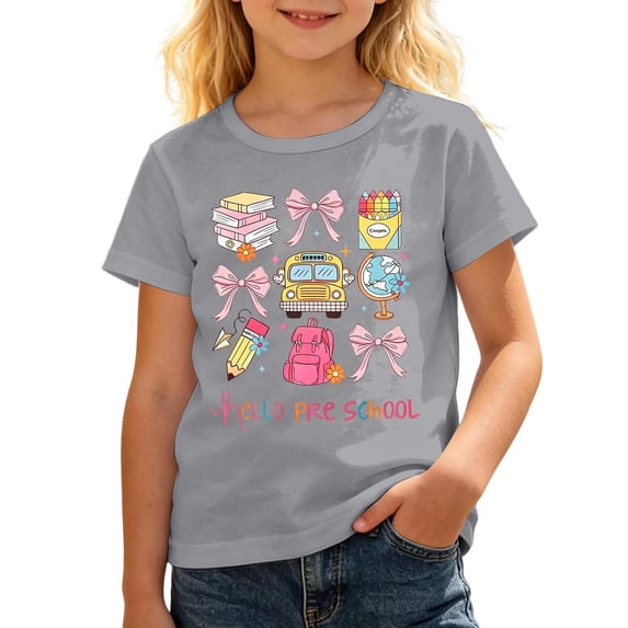 Hiijoy Tees for Girls Kids Cute Graphic Short Sleeve O-Neck Casual T-Shirts, Sizes 3-14