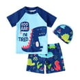 thumbnail image 1 of Hiijoy Toddler Boys 2-Piece Swimsuit Cartoon Dinosaur Short Sleeve Rash Guards Shorts Quick Drying Bathing Suit, Sizes 2-7, 1 of 5