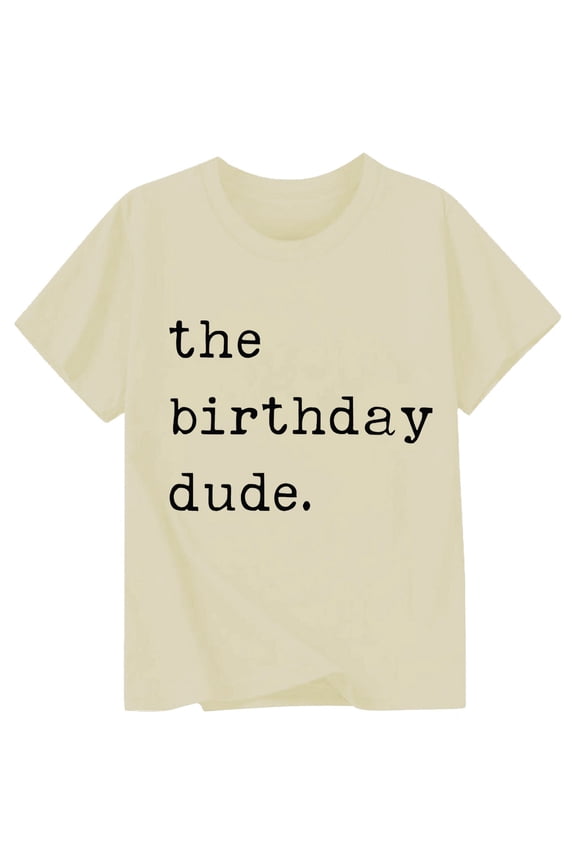 Toddler Boys Birthday T-Shirt Letter Print Short Sleeve Crew Neck T Shirt, Sizes 1-13