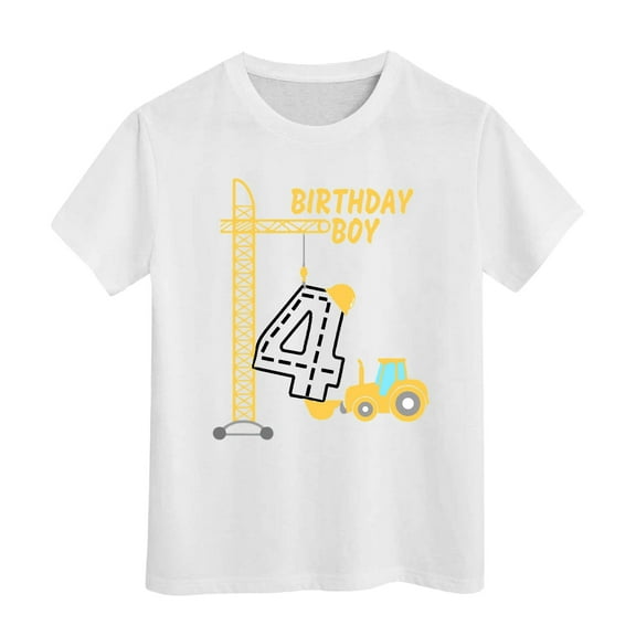 Hiijoy Toddler Boys Birthday T Shirt Short Sleeves Graphic T-Shirt Kids Active Tee Shirt
