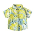 thumbnail image 1 of Hiijoy Toddler Boys Cartoon Print Short Sleeve Shirt Cotton Summer Button-Down Shirt, Sizes 2-10, 1 of 3