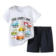 thumbnail image 1 of Hiijoy Toddler Boys Casual Outfits Excavator Print Short Sleeve T-Shirt Shorts Summer Clothes Set, Sizes 3-4T, 1 of 3