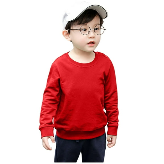 Hiijoy Toddler Boys Casual Sweatshirt Solid Color Crewneck Pullover Top Spring Dailywear