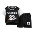 thumbnail image 1 of Hiijoy Toddler Boys Clothes Outfits Basketball Tracksuit Short Sleeve T Shirt Shorts Set, 1 of 3
