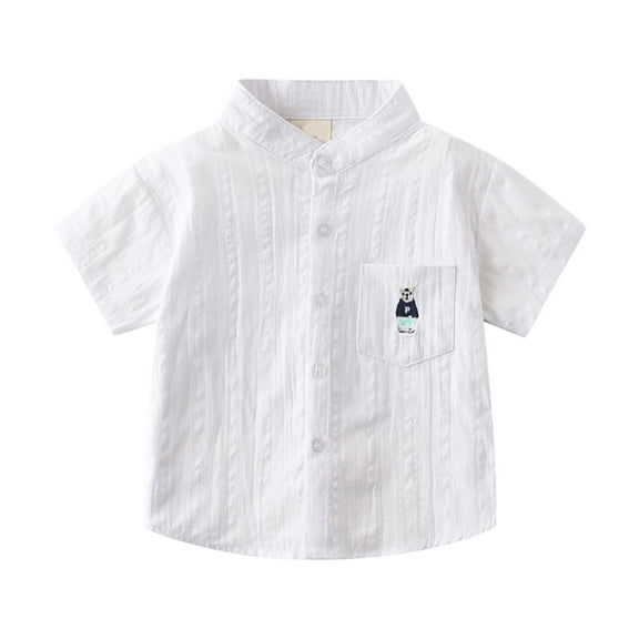 Hiijoy Toddler Boys Cotton Button-Down Shirt Summer Casual Short Sleeve Shirt, Sizes 1-7