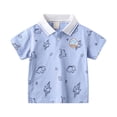 thumbnail image 1 of Hiijoy Toddler Boys Cotton Polo Shirt Dinosaur Prints Short Sleeve T-Shirt, Blue, 1 of 7
