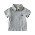 thumbnail image 1 of Hiijoy Toddler Boys Cotton Polo Shirt Short Sleeve Soft T-Shirt, Grey, 1 of 3