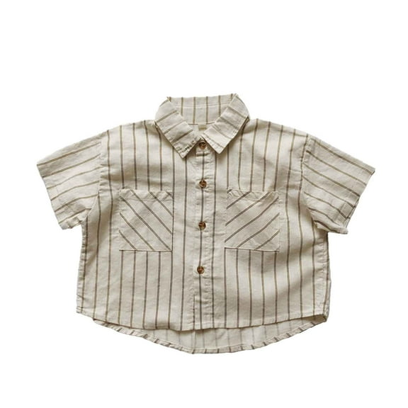 Hiijoy Toddler Boys Cotton Short Sleeve Shirt Summer Casual Button-Down Shirt, Sizes 1-7