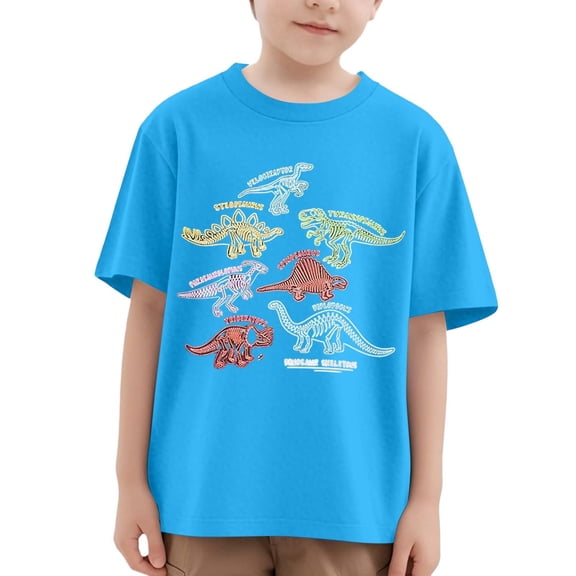 Hiijoy Toddler Boys Dinosaur Prints Short Sleeve T-Shirt Kids Cotton Summer Casual Tshirt