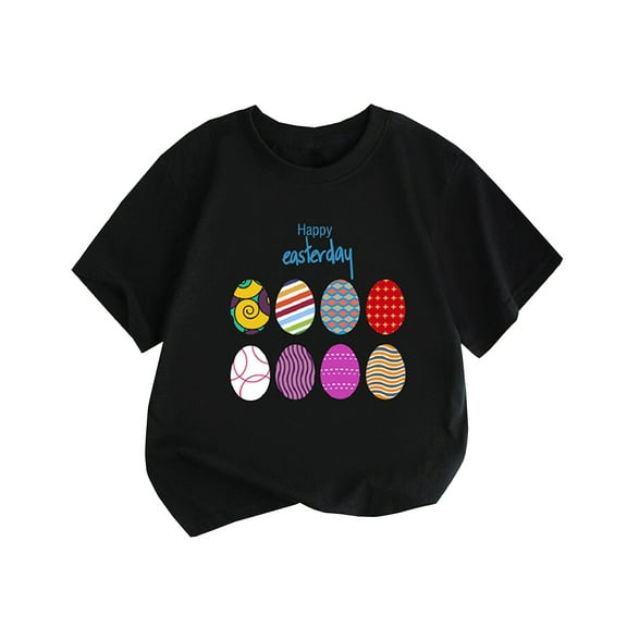 Hiijoy Toddler Boys Easter T Shirt Eggs Print Short Sleeved Crewneck T-Shirt Graphic Tees