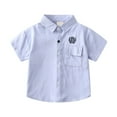 thumbnail image 1 of Hiijoy Toddler Boys Embroidery Button-Down Shirt School Uniform Short Sleeve Shirt, Sizes 1-7, 1 of 8