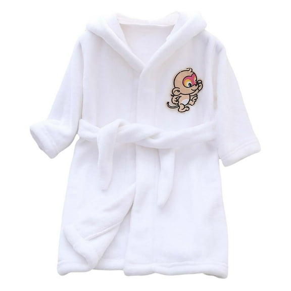Hiijoy Toddler Boys Flannel Warm Bathrobe Hooded Homewear Night Robe Sleepwear, Sizes 1-7