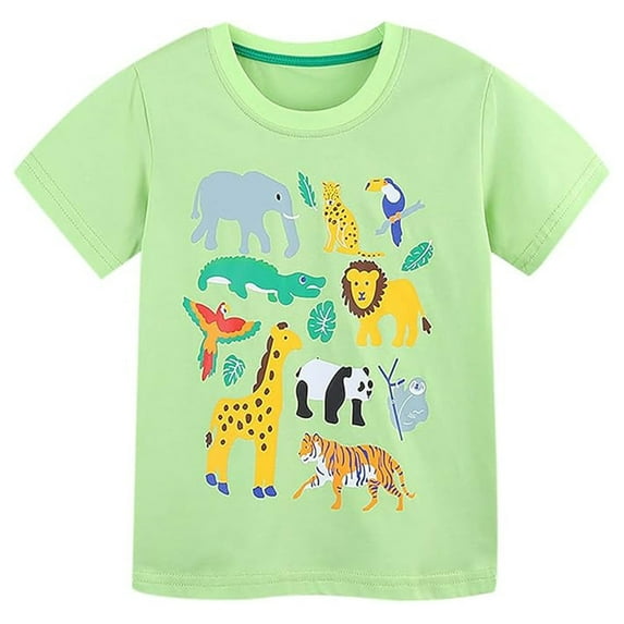 Hiijoy Toddler Boys Graphic Tee Animal Print Short Sleeve Cotton T-Shirt, Sizes 1-7