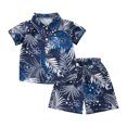 thumbnail image 1 of Hiijoy Toddler Boys Hawaii Beach Outfits Tropical Print Short Sleeve Shirt Shorts Set, Sizes 12M-5T, 1 of 3