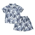 thumbnail image 1 of Hiijoy Toddler Boys Hawaii Beach Outfits Tropical Print Short Sleeve Shirt Shorts Set, Sizes 12M-5T, 1 of 3