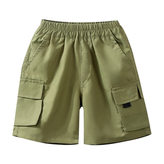 Hiijoy Toddler Boys Cargo Shorts Pull-On Casual Solid Plain Shorts, Sizes 4-5T
