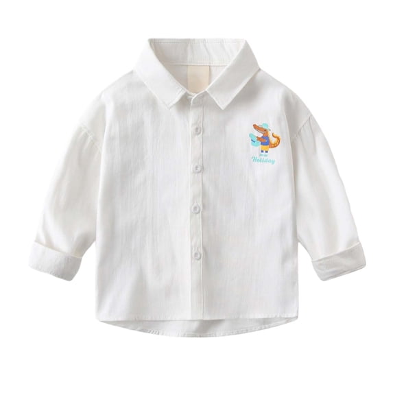 Hiijoy Toddler Boys Long Sleeve Shirt Cartoon Print Cotton Button-Down Shirt, Sizes 2-3Y