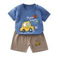 thumbnail image 1 of Hiijoy Toddler Boys Outfits Cartoon Car Print Short Sleeve T-Shirt Shorts Set, Sizes 2-3T, 1 of 3
