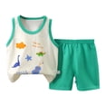 thumbnail image 1 of Hiijoy Toddler Boys Outfits Cartoon Print Breathable Tank Top & Shorts Summer Clothes Set, Sizes 2-3T, 1 of 3