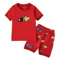 thumbnail image 1 of Hiijoy Toddler Boys Outfits Cartoon Print Short Sleeve T Shirt Shorts Summer Clothes Set, Sizes 4-5T, 1 of 8