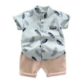 thumbnail image 1 of Hiijoy Toddler Boys Outfits Summer Short Sleeve Button-Down Shirt Shorts Set, Sizes 2-3T, 1 of 3