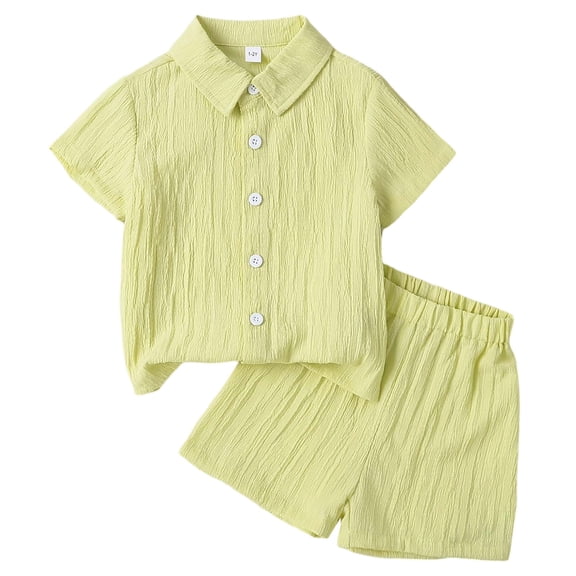 Hiijoy Toddler Boys Outfits Summer Solid Short Sleeve Shirt and Shorts Set, Sizes 3-4T
