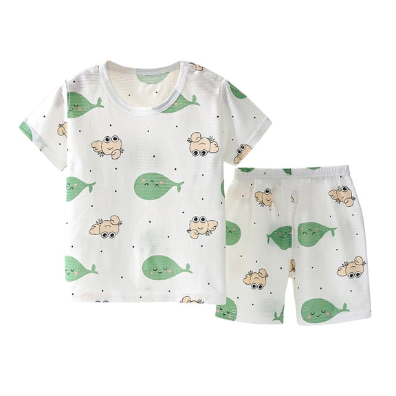 Hiijoy Toddler Boys Pajamas Cartoon Print Short Sleeve Tshirt Shorts Sleepwear, Sizes 3-4T