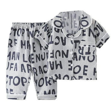 Hiijoy Toddler Boys Pajamas Full Print Short Sleeve Sleep Shirt and Pants Sleepwear Set