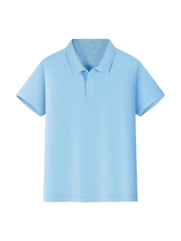 Toddler Boys Polo Shirt Solid Basic Short Sleeve T-Shirt Undershirt, Sizes 4-12