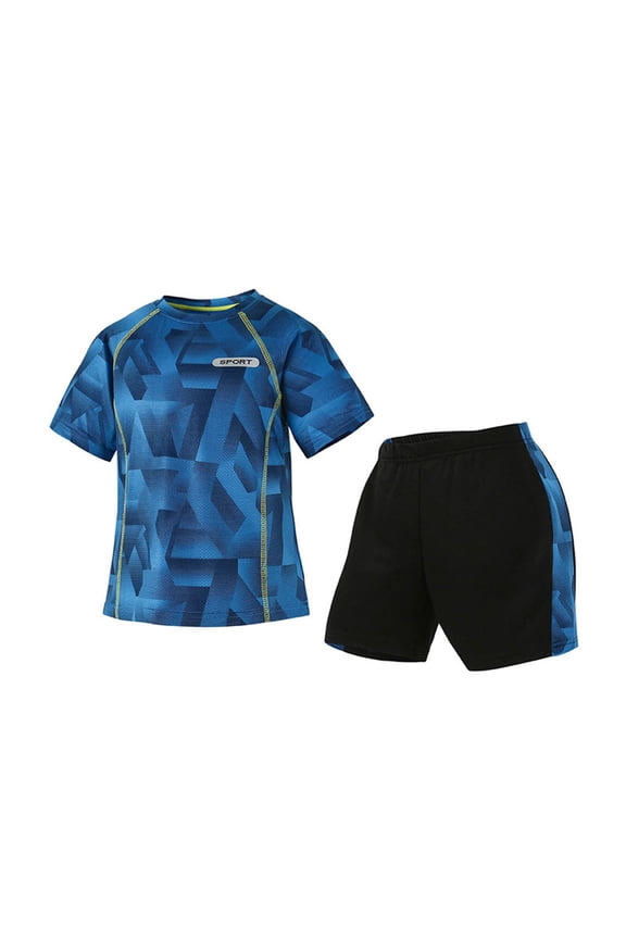 Toddler Boys Quick Drying Sports Tracksuit Short Sleeve T-Shirt Shorts Set, Sizes 4-5T