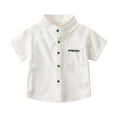 thumbnail image 1 of Hiijoy Toddler Boys Short Sleeve Pocket Shirt Summer Cotton Button-Down Shirt, Sizes 3-4Y, 1 of 3