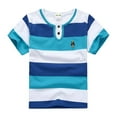thumbnail image 1 of Hiijoy Toddler Boys Striped T-Shirt Short Sleeve Crew Neck T Shirt for Kids, Sizes 2-12, 1 of 3