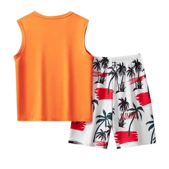 Hiijoy Toddler Boys Summer Beach Outfits Kids Cotton Tank Top and Shorts Set, Sizes 2-3T