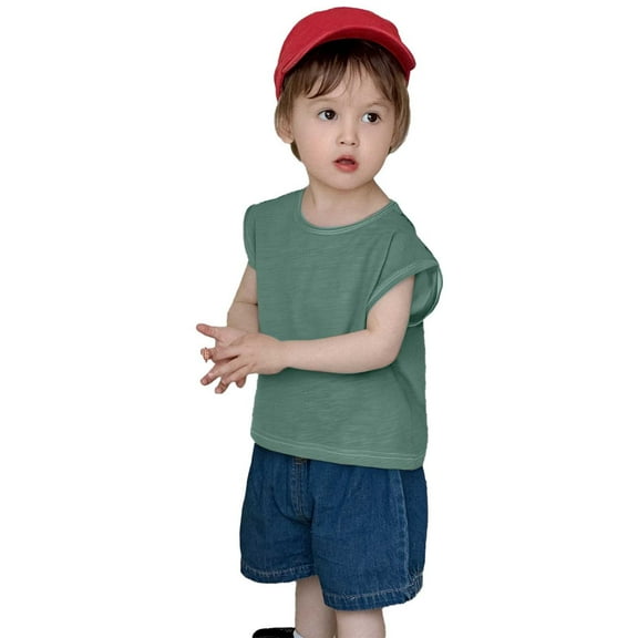 Hiijoy Toddler Boys Summer Casual Tank Tops Solid Color Loose Soft Sleeveless Shirt