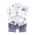 thumbnail image 1 of Hiijoy Toddler Boys Summer Outfits Cartoon Print Short Sleeve Shirt Shorts Set, Sizes 2-3T, 1 of 3