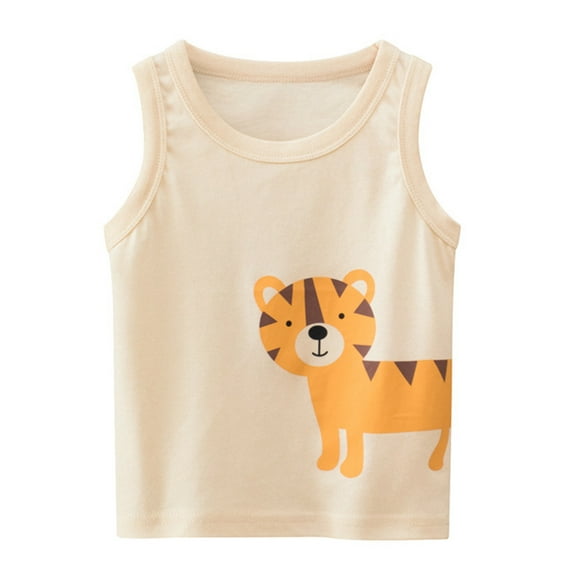 Hiijoy Toddler Boys Tank Top Cartoon Animal Print Cotton Sleeveless Tops, Sizes 1-2Y