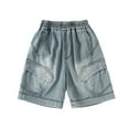 thumbnail image 1 of Hiijoy Toddler Boys Vintage Distressed Denim Shorts Cargo Jean Shorts, Sizes 3-4T, 1 of 8