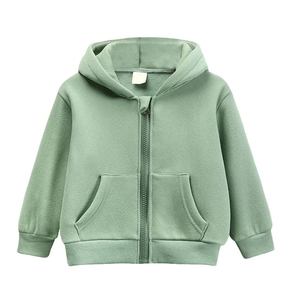 Hiijoy Toddler Boys Zip Up Hoodie Solid Color Hooded Sweatshirt Long Sleeve Outerwear, Sizes 1-10