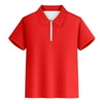 thumbnail image 1 of Hiijoy Toddler Boys Zipper Polo Shirt Solid Color Short Sleeve T-Shirt, Sizes 3-14, 1 of 3