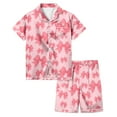 thumbnail image 1 of Hiijoy Toddler Girl's Pajama Sets Bow Print Short Sleeve Button-Down Shirt Shorts Sleepwear, 1 of 4