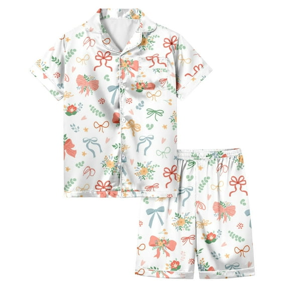 Hiijoy Toddler Girls 2 Piece Pajamas Short Sleeve Shirt & Shorts Set Sleepwear Loungewear