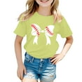 thumbnail image 1 of Hiijoy Toddler Girls Baseball Bow Prints T Shirt Short Sleeve Round Neck T-Shirt Graphic Tee, 1 of 3