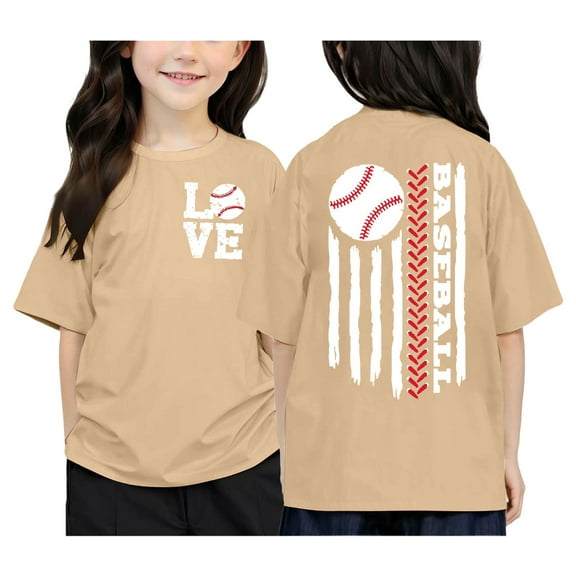 Hiijoy Toddler Girls Baseball Graphic Tshirt Loose Short Sleeve Casual Sports T-Shirt Tee