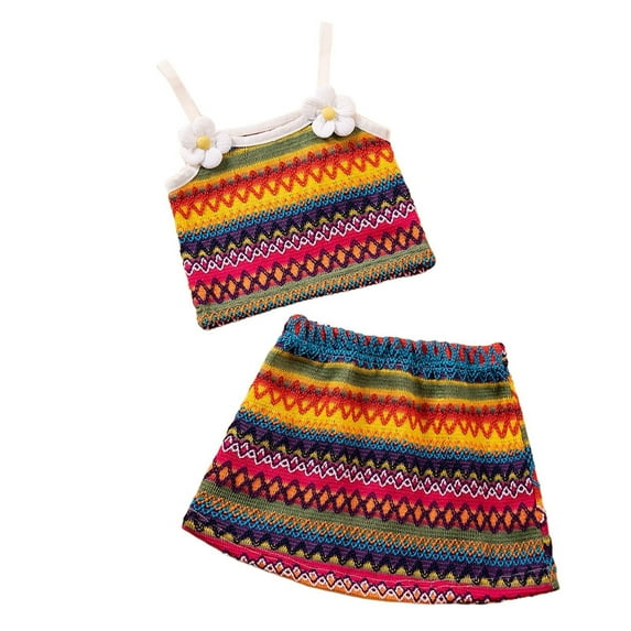Hiijoy Toddler Girls Bohemian Outfits Flowers Beach Camisole Skirt Clothes Set, Sizes 2-3T
