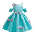 thumbnail image 1 of Hiijoy Toddler Girls Bow Off Shoulder Birthday Wedding Party Dress Princess Pageant Gown, Sizes 2-10, 1 of 8