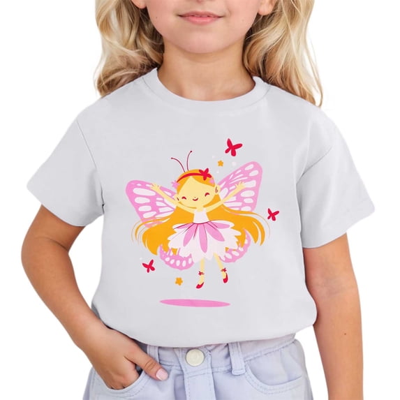 Hiijoy Toddler Girls Cartoon Cute T-Shirt Short Sleeve Summer Casual T Shirt, Sizes 3-13