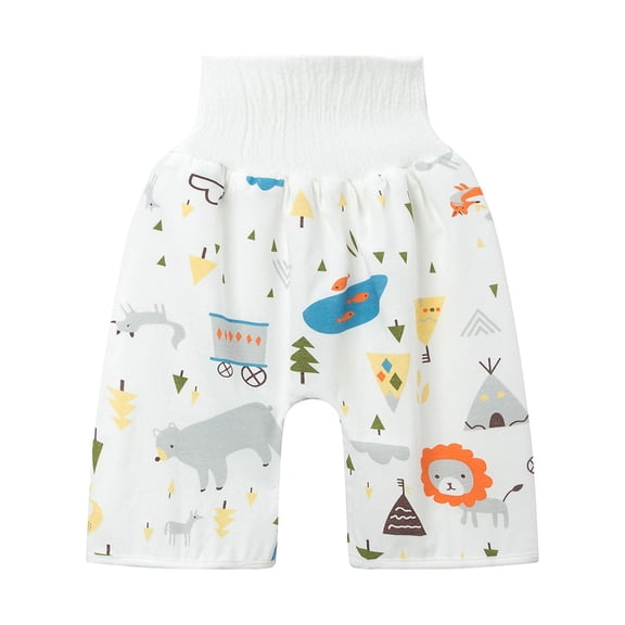 Hiijoy Toddler Girls Cartoon Print High Waist Diapers Cotton Pull-On Pants for Baby, Sizes 0-4Y