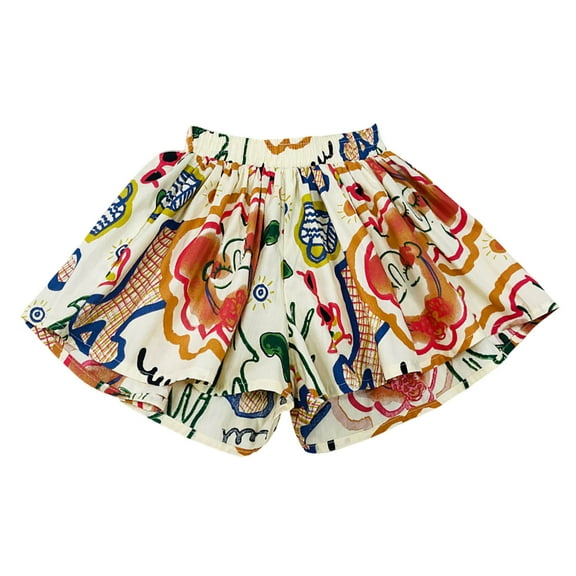 Hiijoy Toddler Girls Cartoon Print Shorts Lightweight Loose Pull-On Shorts, Sizes 3-4T