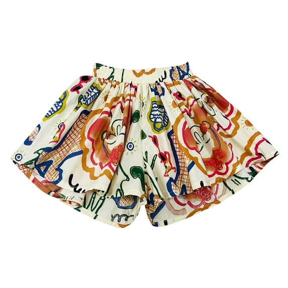 Hiijoy Toddler Girls Cartoon Print Shorts Lightweight Loose Pull-On Shorts, Sizes 3-4T
