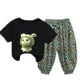 thumbnail image 1 of Hiijoy Toddler Girls Casual Outfits Cartoon Bunny Short Sleeve T-Shirt Pants Set, Sizes 1-10, 1 of 2